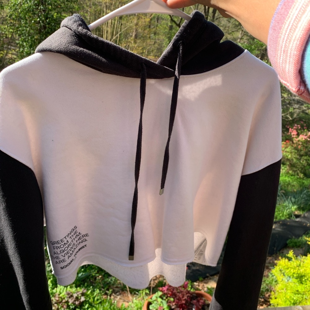 Black and White Cropped Hoodie